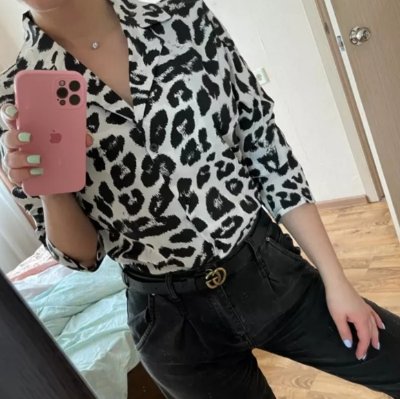 LEOPARD PRINT LONG SLEEVE BLOUSE - Picture 4 of 6